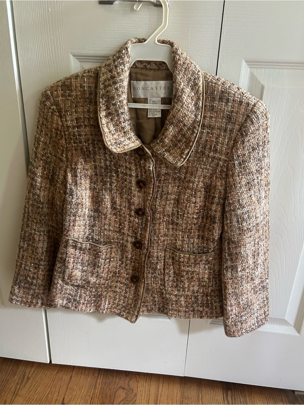 Doncaster Beige Multi Tweed Cropped Blazer